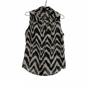 Sheer Button-Down Sleeveless Shirt